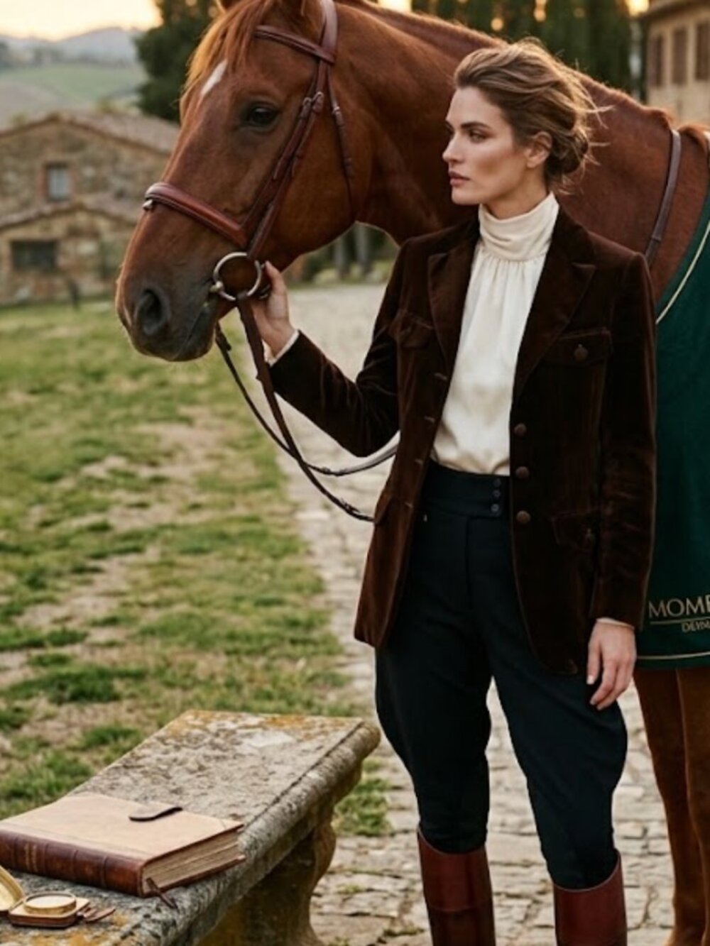 Momenti Deimos Brown Velvet Blazer Jacket 70s Safari Equestrian IT 42
